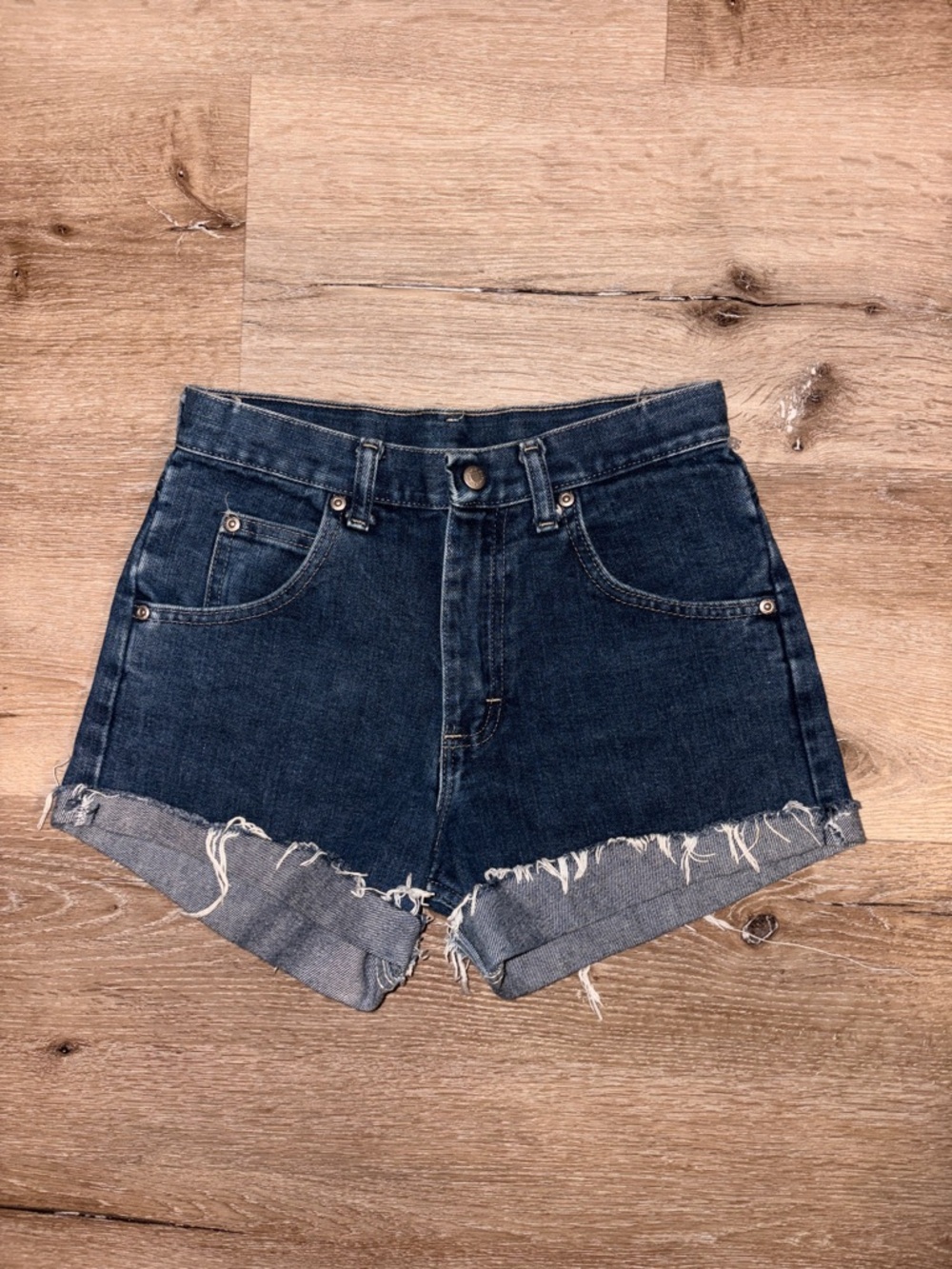 Wrangler Dark Blue Denim Frayed Hem Kids Shorts